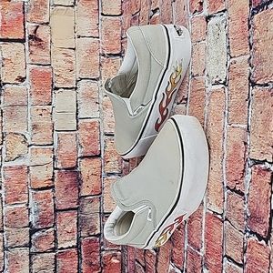 VANS SLIP ON LOWTOPS,  WOMANS SIZE 8.5 EUC